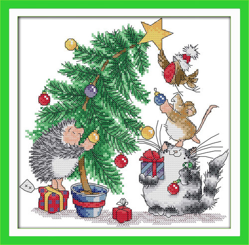 Kit De Bordado Navideño De 35x35 Cm Para Principiantes 0