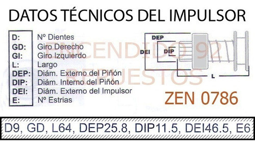Impulsor Bendix Arranque Marelli Fiat Uno R12 Kia Besta 0786 1