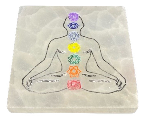 Placa De Selenita Polida Com Chakras 0