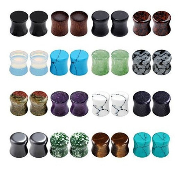 Juego De Tapones De Madera Acrilica Para Oreja 16 Pares / 32 0