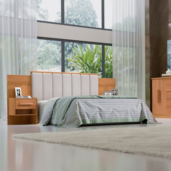 Cabeceira Casal 140cm Ripada 100% Mdf Estofada Isis Ii 0