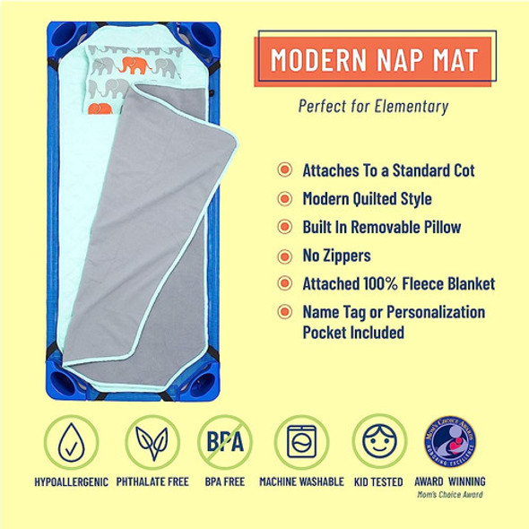 Wildkin Kids Modern Nap Mat Con Almohada Reutilizable Para N 1