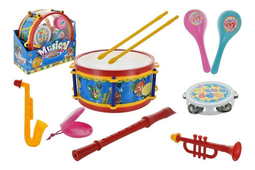 Tambor Flauta Maracas Trompeta Plastico Para Niños 0