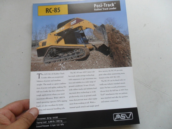 Folleto Tractor Loader Pala Mecanica Oruga Asv Rc 85 Cargado 0