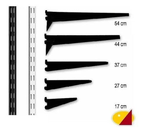 Soporte Mensula  Reforzado Para Riel 27 Cm Blanco  Negro 1