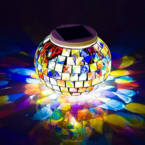 Tombaby Luces De Jardín Led De Bola De Mosaico De Vidrio Con 0