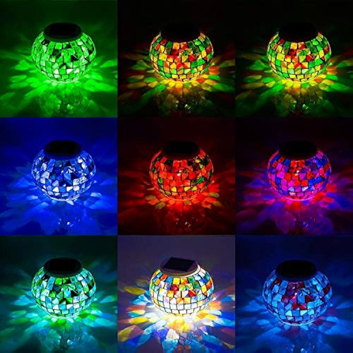 Tombaby Luces De Jardín Led De Bola De Mosaico De Vidrio Con 1