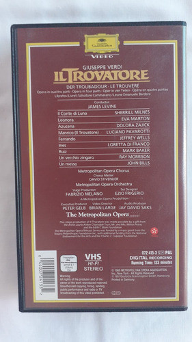 Il Trovatore, Pavarotti, Vhs, Poco Uso, Impecable 1