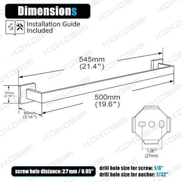 Kokosiri Toallero Individual De 20 Pulgadas, Toallero De Coc 1