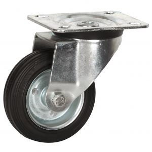 Rueda Ind. Goma Negra D.160mm-150kg Pl.gir.  Tecna Ibr-101 0