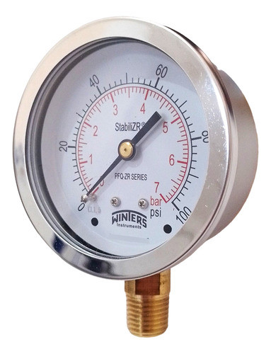 Manómetro Winters 0 - 100 Psi De 63mm Rosca 1/4 Pulgada 0