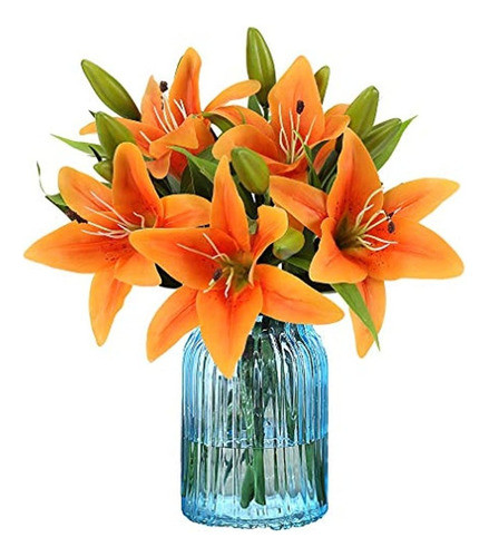 Rerxn Artificial Tiger Lily Latex Real Touch Flower Home Bod 0