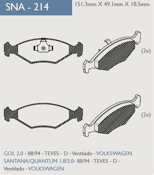 Pastilla De Freno Vw Santana/quantum 1.8/2.0 1