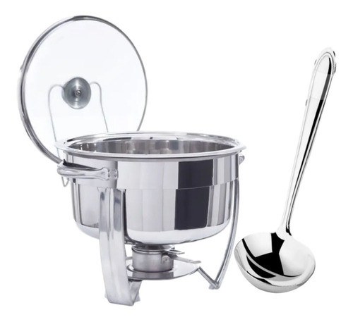 Rechaud Com Tampa Para Caldos + Concha Aço Inox 0
