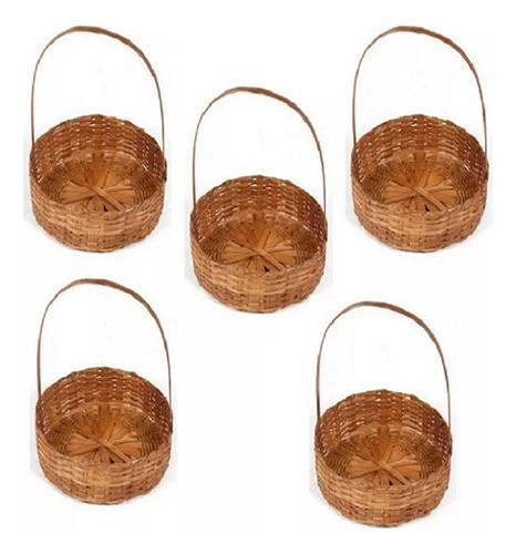 Kit 5 Cestas Redonda De Bambu 40cm 0