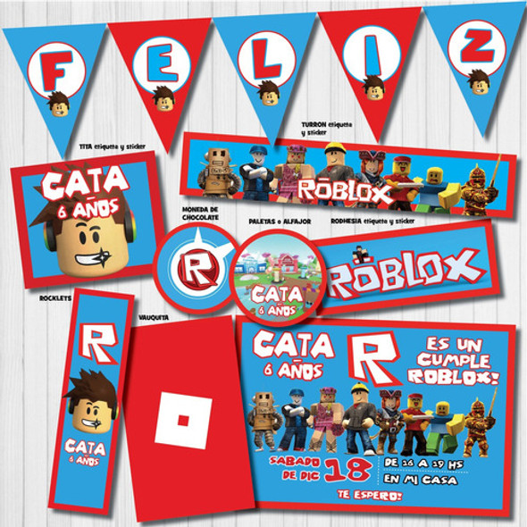 Kit Imprimible Personalizado Roblox Candy Deco Invitacion 1