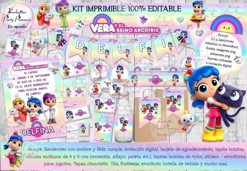 Kit Imprimible Candy Vera Y El Reino Arco Iris 100% Editable 1
