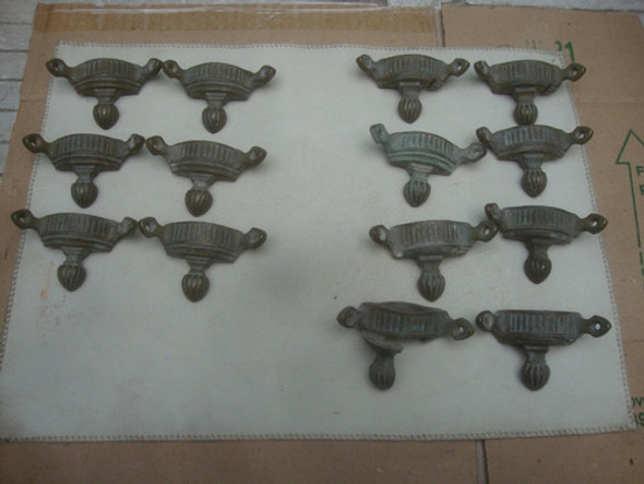 14 Antiguos Soportes De Bronce P/ Alfombra De Escalera 8,9cm 0