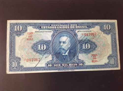 Cédula 10 Mil Reis 1942 Soberba/ Fe R110d Original - Rara! 1