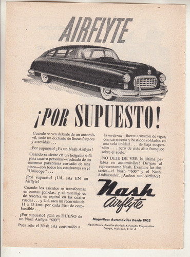 1949 Publicidad Vintage Automovil Nash Airflyte De Epoca 0