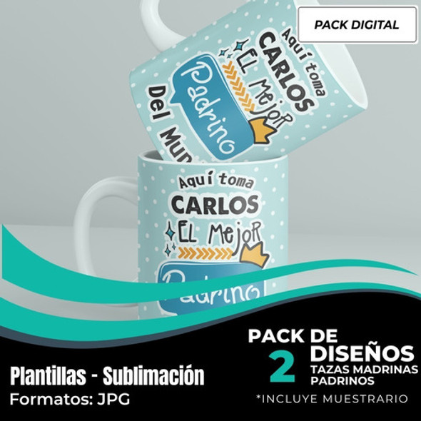 Kit Imprimible Plantilla Taza Madrina Padrino Nombre M2 1