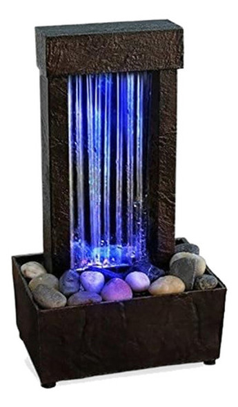Fuente De Agua De Mesa 25cm Alto Cascada Con Rocas Luz Led 0