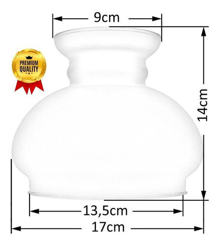 Cúpula De Vidro 13,5 Cm Branca Leitosa Para Luminária Abajur 1