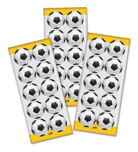 30 Adesivos Bola Futebol - 3 Cartelas Com 10 Adesivos Cada 0