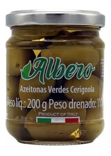 Azeitona Albero Verde Castelvetro Sem Caroço 90g - Itália 0