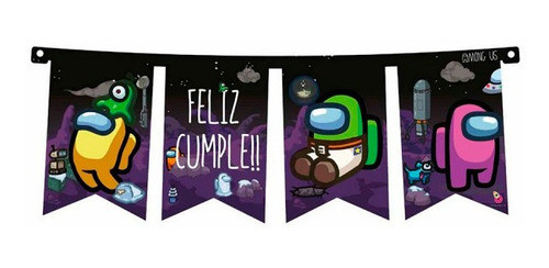 Guirnalda Cartel Feliz Cumple Among Us Producto Oficial 0