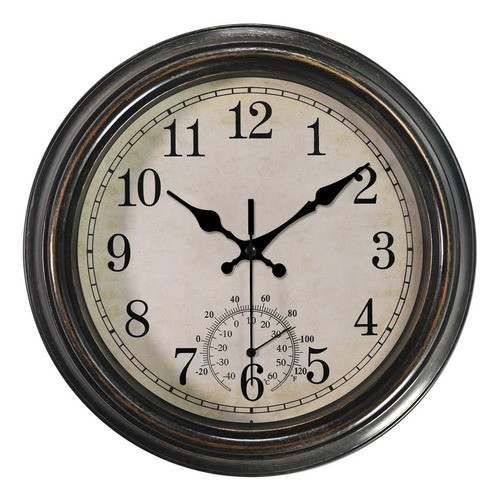 Reloj De Pared Smilemary 12   Con Termómetro, Impermeable 0
