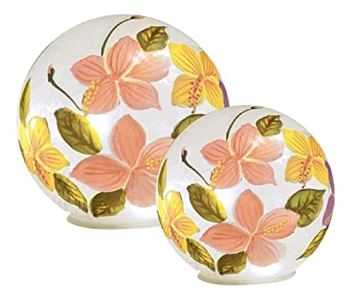 ~? Bola De Vidrio Luz Crackle Led Luz Nocturna Patrón De Flo 0