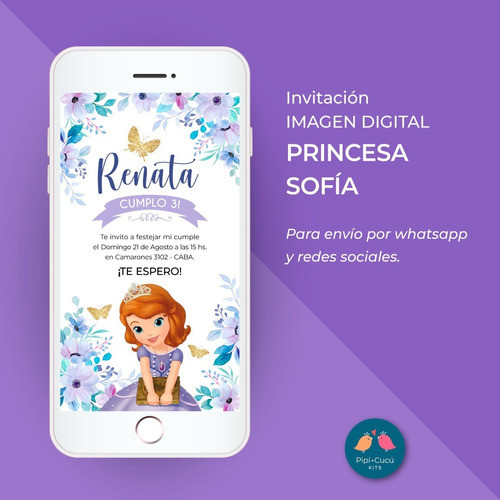 Invitación Virtual Imagen Digital - Princesa Sofía 0