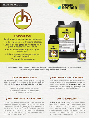 Namaste Reductor Ph Menos Corrector 100 Ml Acido Jardineria 1