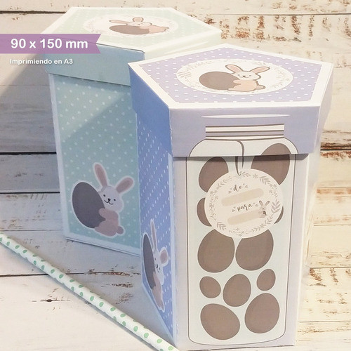 Cajas Imprimibles Poligonal Editables Pascuas 0