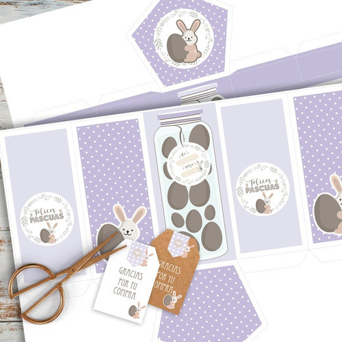 Cajas Imprimibles Poligonal Editables Pascuas 1