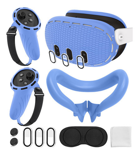 Kit De Fundas De Silicona Para Oculus/ Meta Quest 3 Azul 0