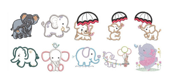 63 Diseños Matrices P/bordadora  Elefantes/as 1