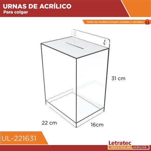Urna Buzón Acrílico Transparente Para Colgar Ul-221631 1