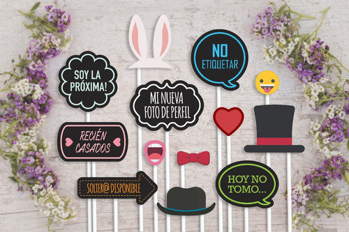 Photo Props Carteles Casamiento Listos Para Usar 30 U. 1