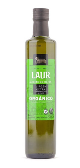 Aceite De Oliva Orgánico Laur 500ml Extra Virgen Acidez 0,5% 0