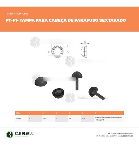 Tampa Cabeça Parafuso Sextavado 1/4 Chave 11 (20 Peças) 1