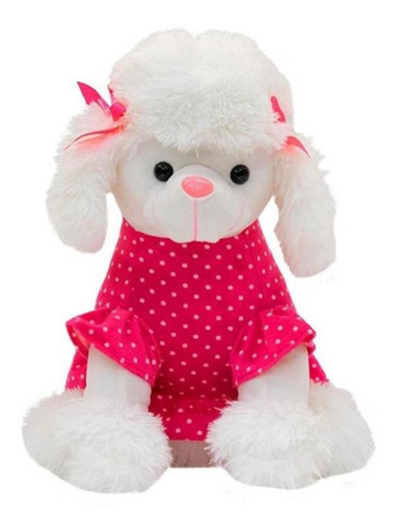 Cachorrinha Poodle De Pelúcia Vestido Rosa 19cm 0