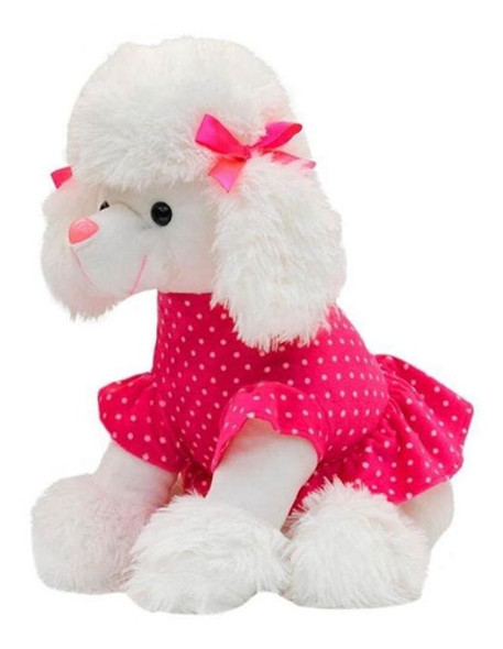 Cachorrinha Poodle De Pelúcia Vestido Rosa 19cm 1