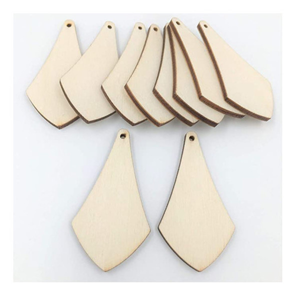 Aretes Colgantes De Madera Sin Terminar Con Forma De Tri&aa. 0