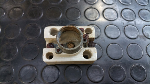 Antiguo Porta Fusible De Porcelana Y Bronce 1