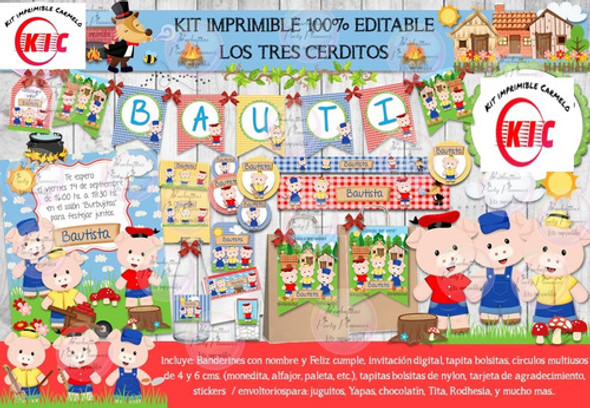 Kit Imprimible Candy Bar Los Tres Cerditos 1