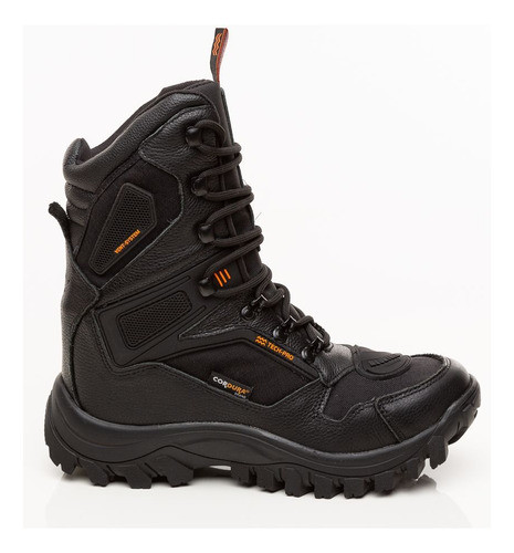 Bota Militar Feminina Preta Alta Coturno De Couro Segurança 0