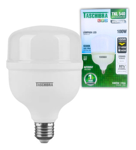Lâmpada Led 100w 6500k Tkl 540 Bulbo Bivolt E27 Taschibra 0