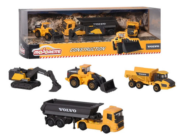 Majorette Volvo Construction Trucks X4 Set for Kids